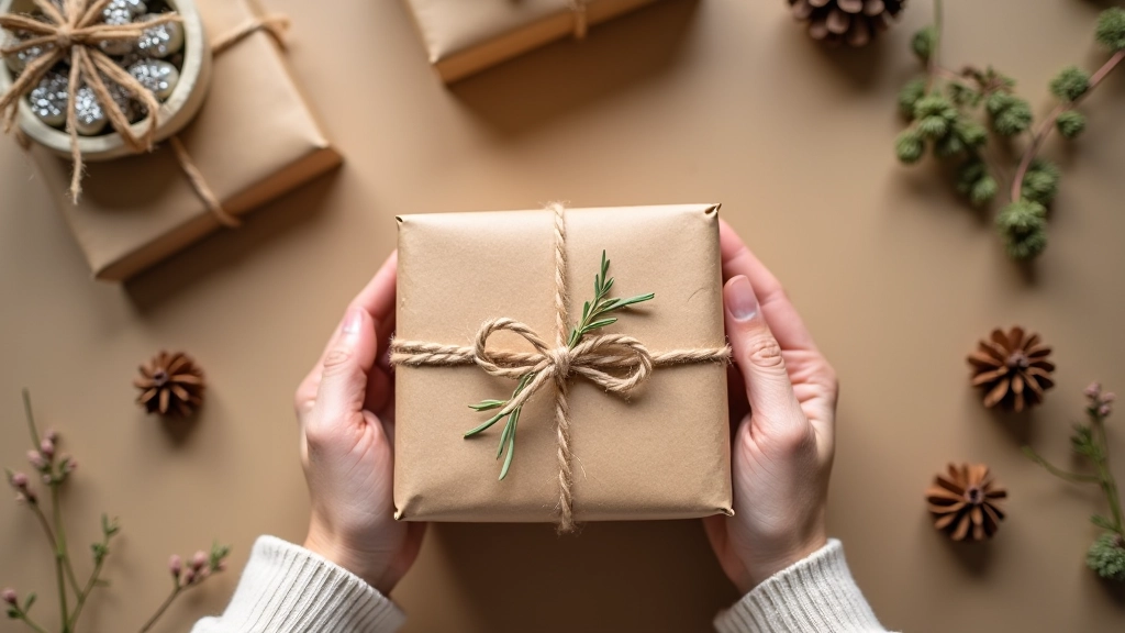 Étapes de création d'un cadeau artisanal avec emballage soigné et finitions décoratives