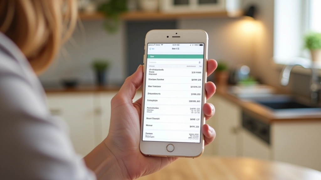 Écran de smartphone affichant une liste de souhaits numérique avec des images de produits et des prix annotés